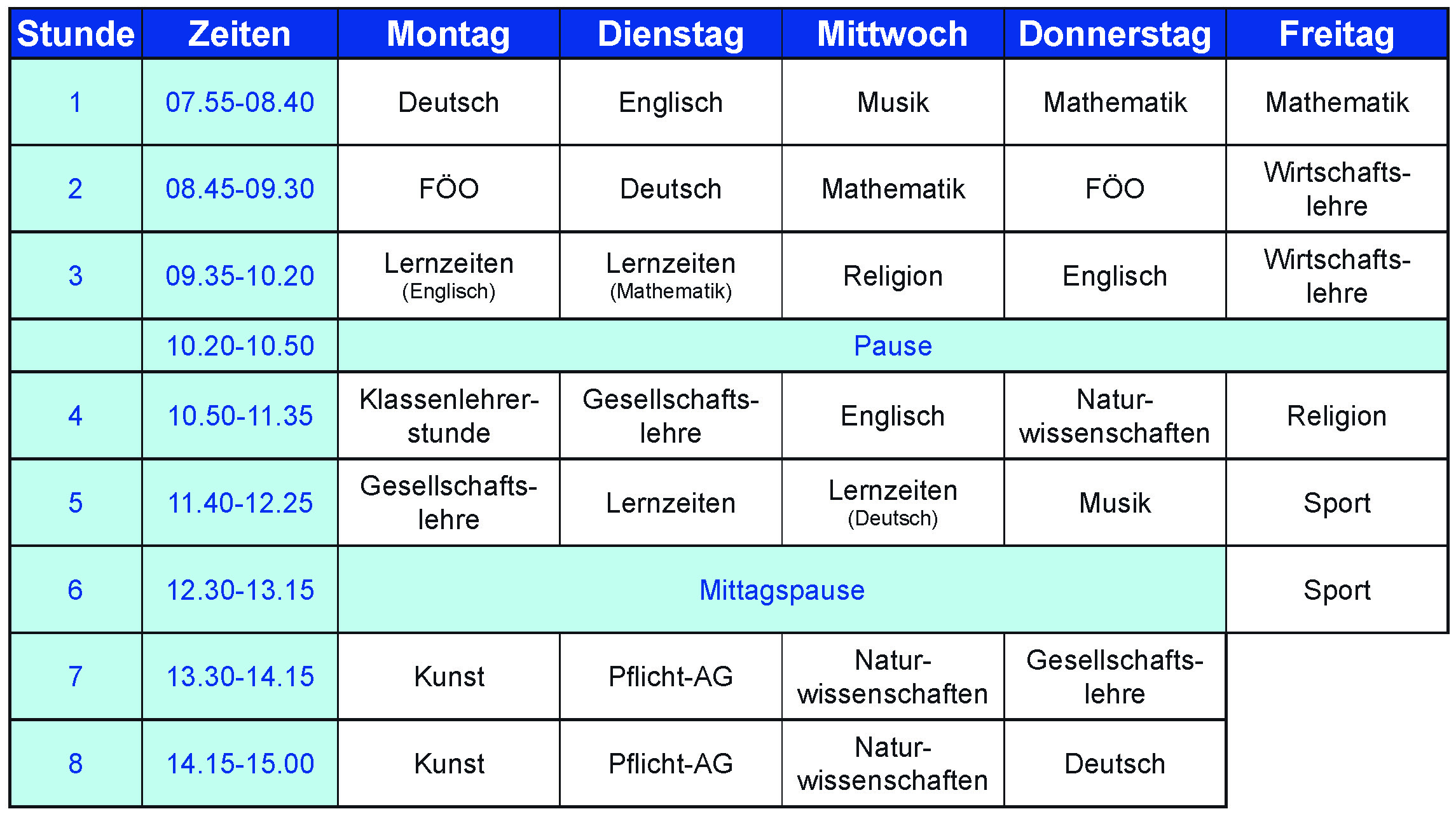 Stundenplanbeispiel Jg5