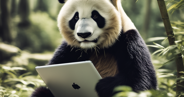Panda mit Tablet